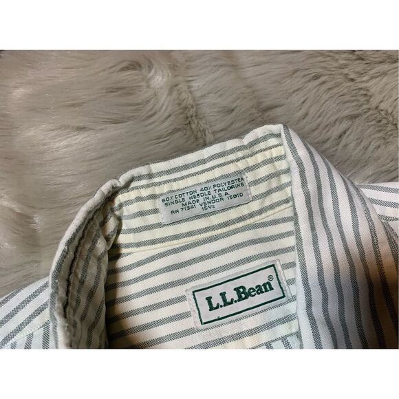 L.L. Bean Mens Shirt Striped Button Up Pocket Short Sleeve Size 15.5 - Picture 3 of 7